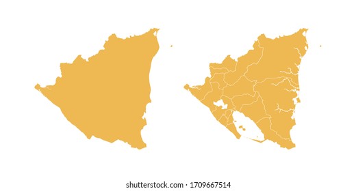 Vector amarillo del mapa Nicaragua