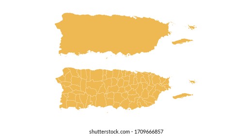 Vector set yellow of map Puerto Rico