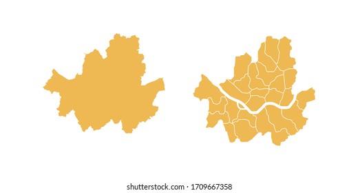 Vector set yellow of map Seoul