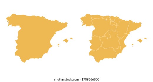 Vector set yellow of map Spain