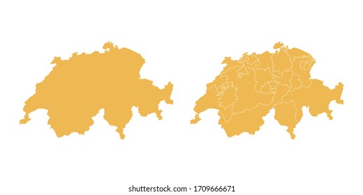 Vektorillustration Gelb auf Karte Schweiz