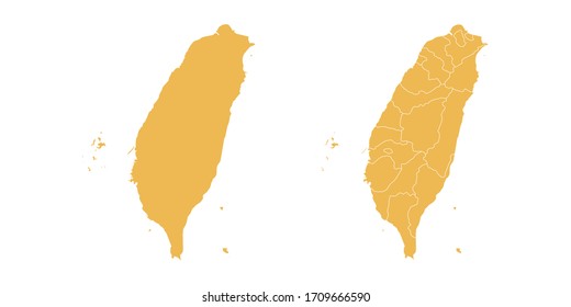 Vector Set Yellow Of Map Taiwan