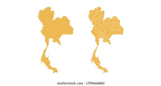 Vector set yellow of map Thailand