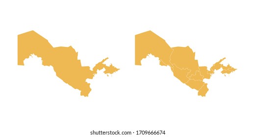 Vector set yellow of map Uzbekistan