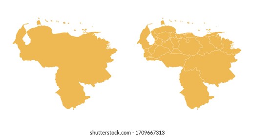 Vector amarillo del mapa Venezuela