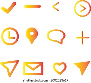 vector set of yellow and orange icons
