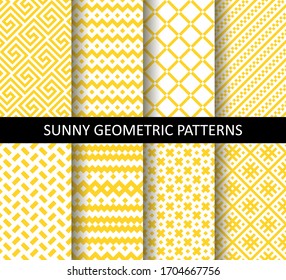 Vector set of yellow ornamental seamless patterns. Collection of geometric modern patterns. Patterns added to the swatch panel.