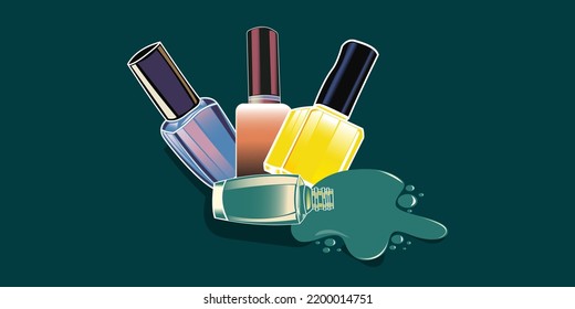 botella de pintura de uñas o conjunto vectorial de botellas de esmalte de uñas.
