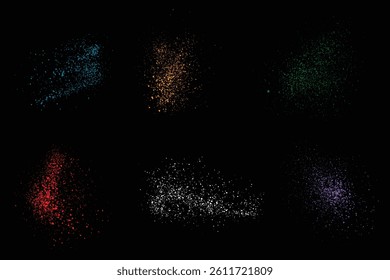 Vector set of yellow, purple, blue, green, white, and red color blood grunge texture ink splatter background
