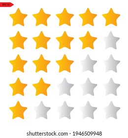 Vector set of yellow rating stars. vector web icons 