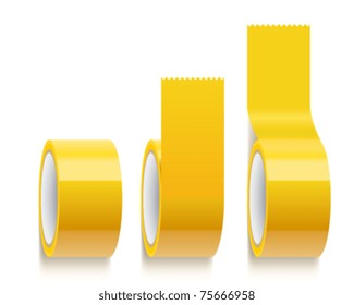 Vector Set Of Yellow Scotch Adhesive Tape