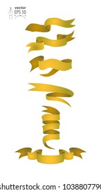 Vector set of yellow wriggling ribbons