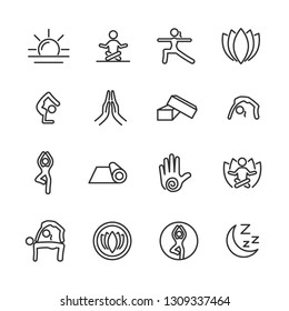 Vector set of yoga line icons.