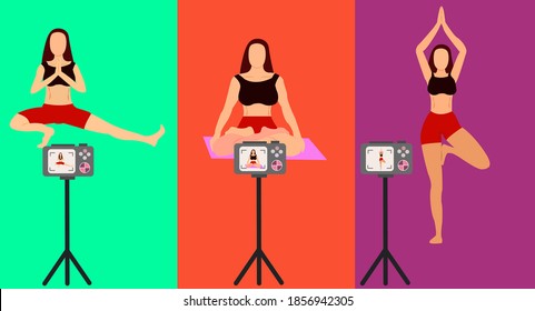 vector set of yoga poses infront of camera