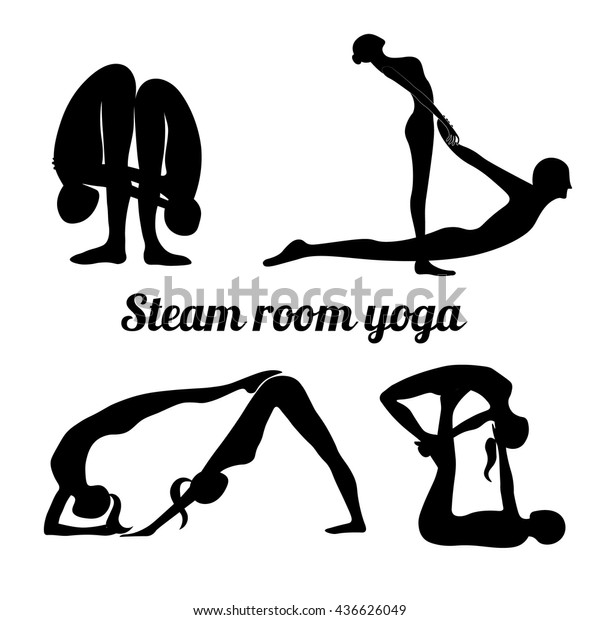 Vector Set Yoga Poses Two Steam Stock Vector Royalty Free