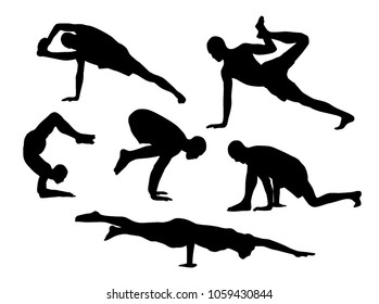 Vector set of yoga silhouettes