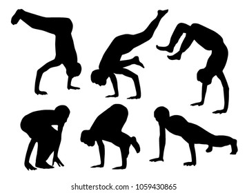 Vector set of yoga silhouettes