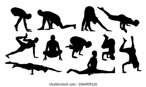 Vector set of yoga silhouettes