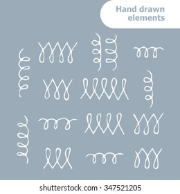 Vector set for your design with different textured hand-drawn elements, various geometric elements.