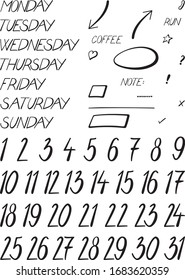 Vector set for your diary and other artistic work.