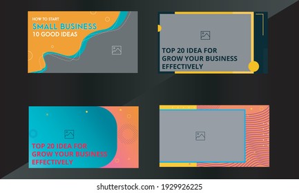 Vector set of YouTube thumbnail design. YouTube thumbnail and web banner template Vector design. Thumbnail template sets vector