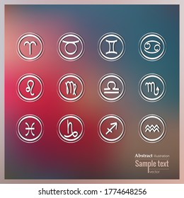 Vector set of zodiac sign icons in a round frame.