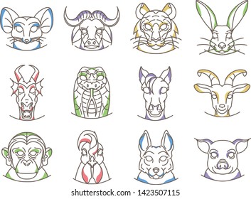 Vector Set Of Zodiac Signs Icons Isolated 