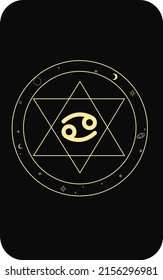 Conjunto vectorial de signos de zodiaco. Tarjetas mágicas. Cartas místicas de tarot. Grabado retro-vintage al estilo boho. Fases de la luna.