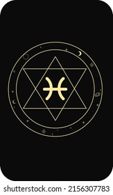Conjunto vectorial de signos de zodiaco. Tarjetas mágicas. Cartas místicas de tarot. Grabado retro-vintage al estilo boho. Fases de la luna.