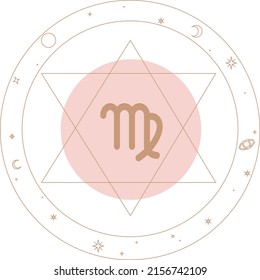 Conjunto vectorial de signos de zodiaco. Tarjetas mágicas. Cartas místicas de tarot. Grabado retro-vintage al estilo boho. Fases de la luna.