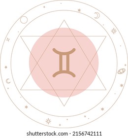 Conjunto vectorial de signos de zodiaco. Tarjetas mágicas. Cartas místicas de tarot. Grabado retro-vintage al estilo boho. Fases de la luna.