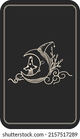 Vector set of zodiac signs. Magic cards. Mystical tarot cards. Retro-vintage engraving in boho style. Phases of the moon.