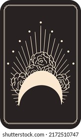 Vector set of zodiac signs. Magic cards. Mystical tarot cards. Retro-vintage engraving in boho style. Phases of the moon.