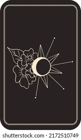 Vector set of zodiac signs. Magic cards. Mystical tarot cards. Retro-vintage engraving in boho style. Phases of the moon.