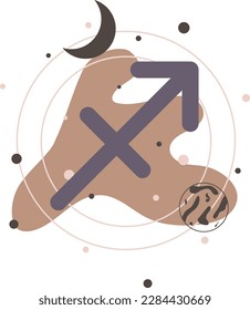 Vector set of zodiac signs. Magic cards. Mystical tarot cards. Retro-vintage engraving in boho style. Phases of the moon.