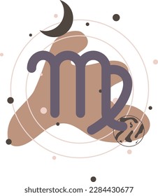 Vector set of zodiac signs. Magic cards. Mystical tarot cards. Retro-vintage engraving in boho style. Phases of the moon.