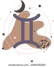 Vector set of zodiac signs. Magic cards. Mystical tarot cards. Retro-vintage engraving in boho style. Phases of the moon.