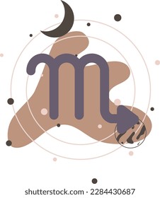 Vector set of zodiac signs. Magic cards. Mystical tarot cards. Retro-vintage engraving in boho style. Phases of the moon.