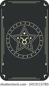 Vector set of zodiac signs. Magic cards. Mystical tarot cards. Retro-vintage engraving in boho style. Phases of the moon.
