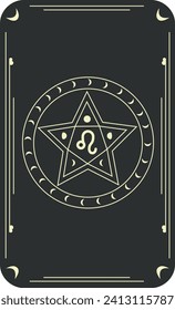 Vector set of zodiac signs. Magic cards. Mystical tarot cards. Retro-vintage engraving in boho style. Phases of the moon.