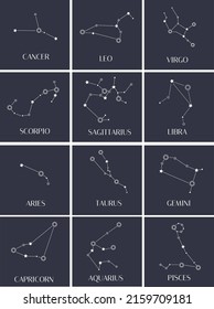 Vector Set Zodiac Signs Stars Constellations Stock Vector (royalty Free 