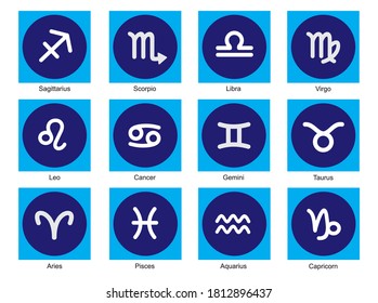 vector set of zodiac signs, symbols and constellations for astrology and horoscope