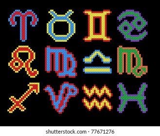 Vector set of zodiac symbols