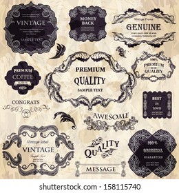 vector set:calligraphic design elements and floral frames for Premium Quality  design. All objects are grouped separately