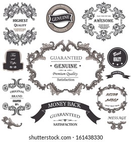 vector set:calligraphic design elements and floral frames for Premium Quality design. All objects are grouped separately