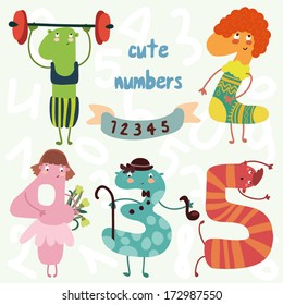 Vector set-cute numbers.All numbers are very  cute characters 6,7,8,9,0