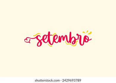 Vector Setembro. September in brazilian portuguese illustrated hand lettering vector