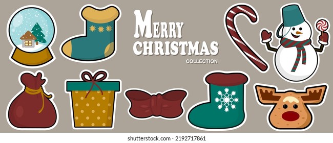 Vector set.Modern character christmas collection. Christmas collection for paper design. Elegant decorative design
