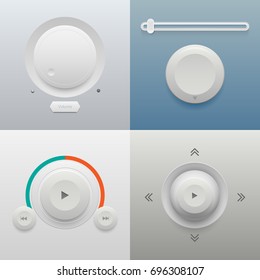 Vector Sets of audio control buttons.