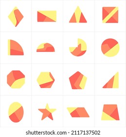 Vector sets. Colored geometric shapes. Minimalist abstract logo symbols. Collection of geometric icons.